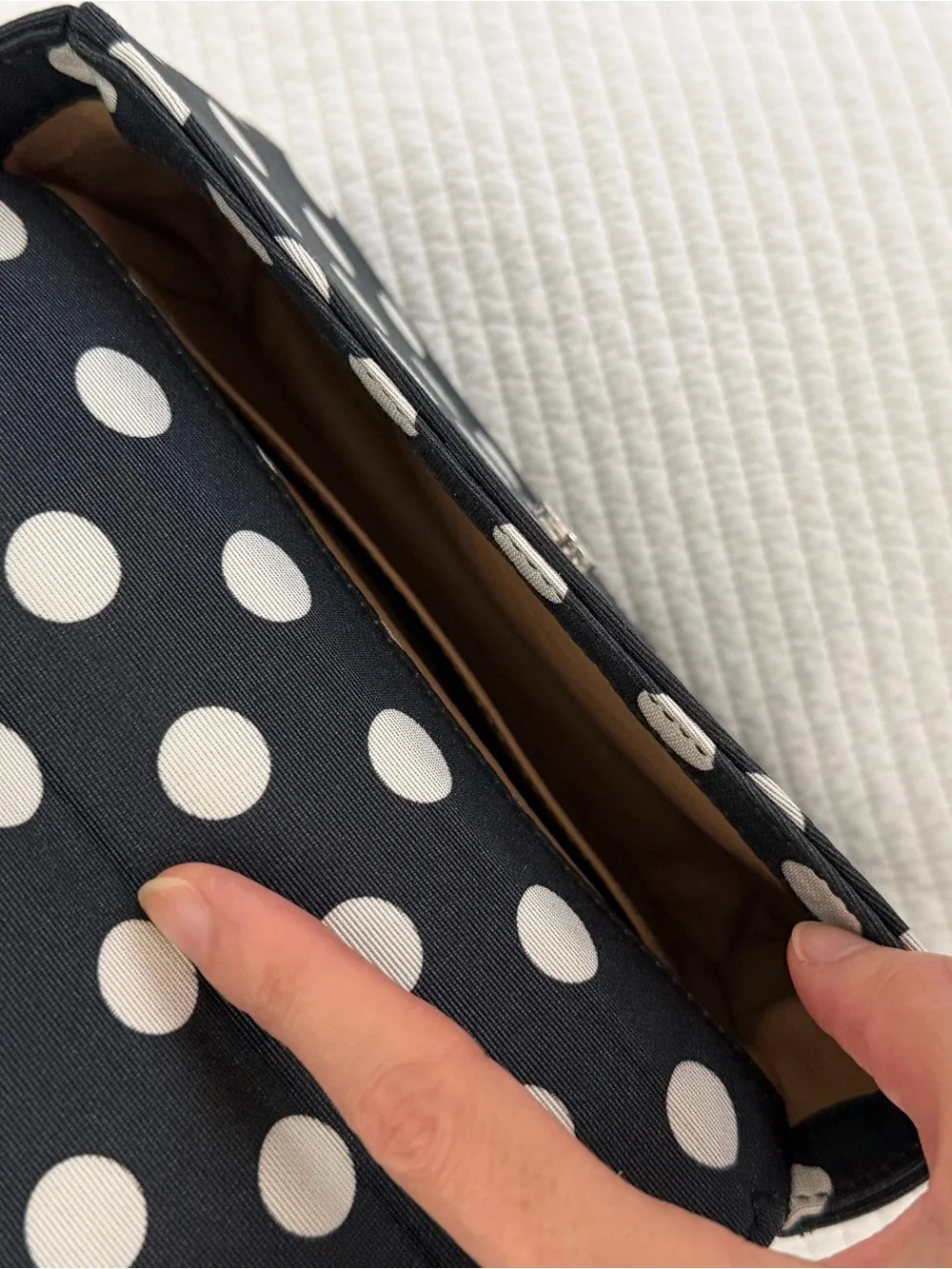 Rochas Black and White Polka Dot Top Handle Mini Tote Bag